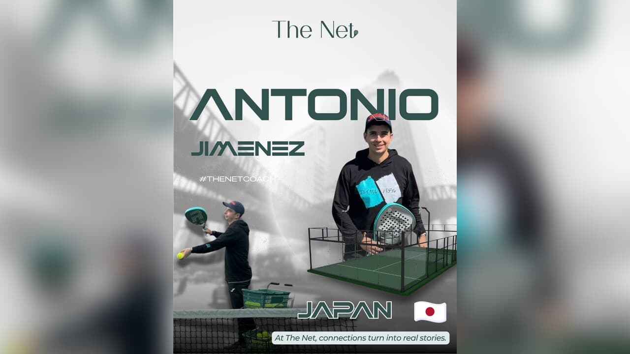 A The Net card featuring Antonio Jiménez, padel coach in Japan